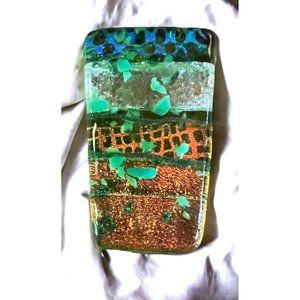 Vintage Handcrafted Rectangle Green Glass Pendant